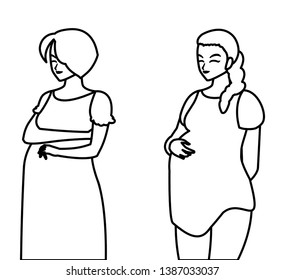 couple of beautiful pregnancy women characters