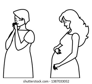 couple of beautiful pregnancy women characters