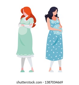 couple of beautiful pregnancy women characters