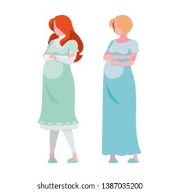 couple of beautiful pregnancy women characters