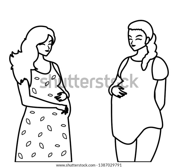 Couple Beautiful Pregnancy Women Characters Stock Vector Royalty Free 1387029791 Shutterstock