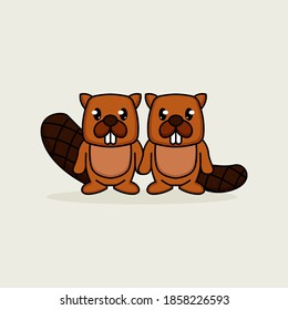 Couple beaver animal valentine day