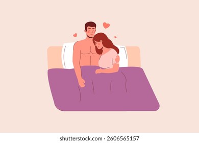 couple in bed vector. Intimacy vector 