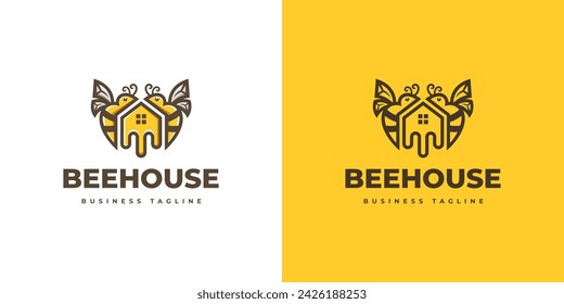 couple bee house logo design