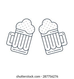 Couple of beer mugs, refreshing drink, beer fest, bar pub identity