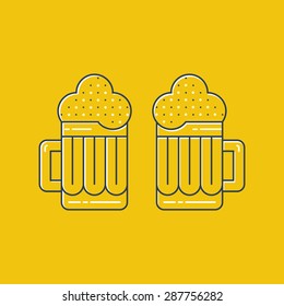 Couple of beer mugs, refreshing drink, beer fest, bar pub identity