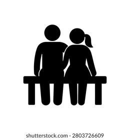 Couple Bench Sitting Icon Icon Isolated On White Background
