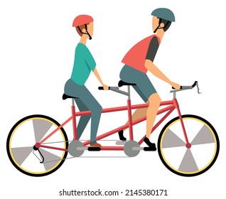 couple in bicycle tandem characters