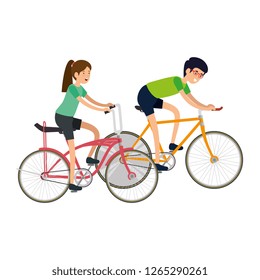 couple in bicycle traveling