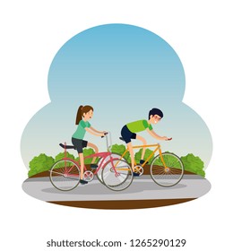 couple in bicycle traveling on the road