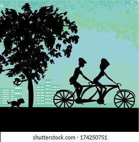couple biking in the city