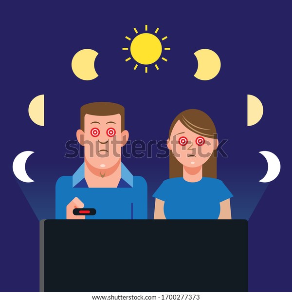 Couple binge watching television show via\
on-demand streaming\
platform