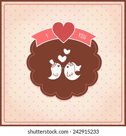 Couple bird chocolate tone for Valentine day and Anniversary. Vector illustration EPS10.