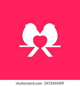 couple bird with love romantic modern logo design vector
