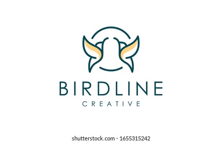 couple bird outline logo illustration