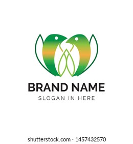 couple bird standing logo design
