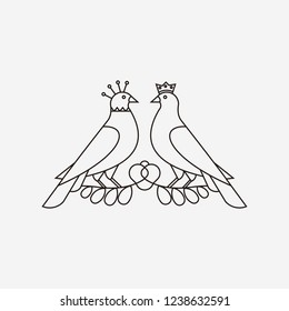 Couple bird wedding icon