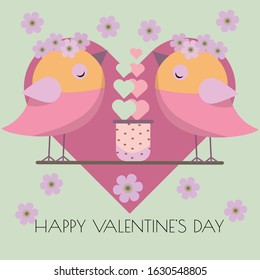 Couple of birds vector illustration . Marriage romantic card invitation couple of same gender. Valentine love card of couple homosexuality