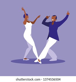 couple black dancing avatar character