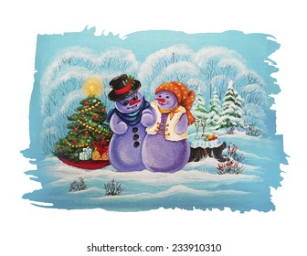 Couple of black snowmen. African American Snowmen, Snowman Family Christmas Card. 