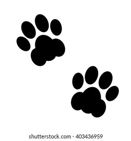 Couple black and white animal footsteps. Vector illustration.