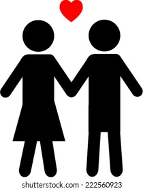 Couple black and white icon