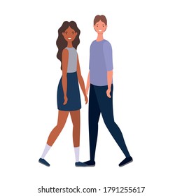 couple of black woman and man avatars cartoons design, Person people and human theme Vector illustration