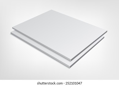 Couple of blank magazine covers isolated on gray background. 3D mockup illustration with soft shadows.