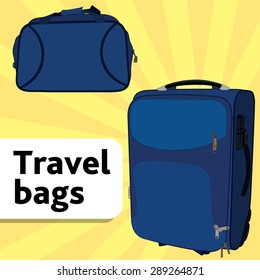 Couple blue travel bags vector illustration