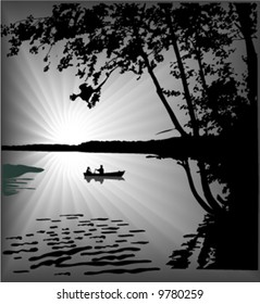 Couple in a boat on a river