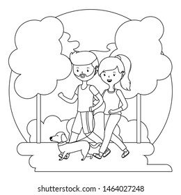 Couple of boy and girl with dog design