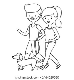Couple of boy and girl with dog design