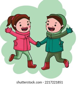 couple boy and girl falling in love character cartoon drawing illustration