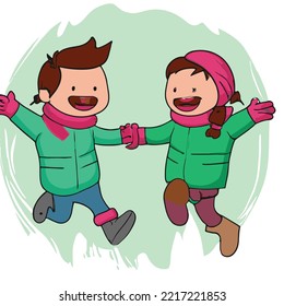 couple boy and girl falling in love character cartoon drawing illustration