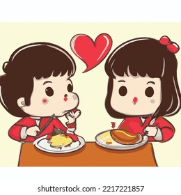 couple boy and girl falling in love character cartoon drawing illustration