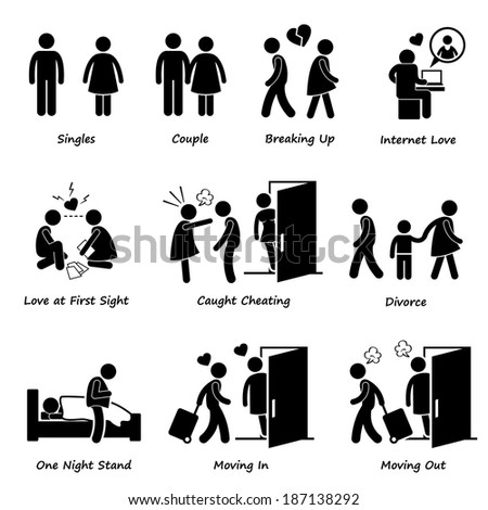 Couple Boyfriend Girlfriend Love Stick Figure Pictogram Icon Cliparts