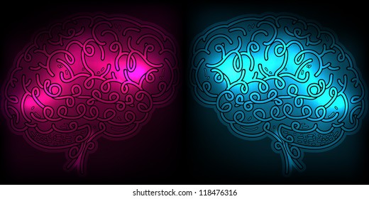 Couple of Brains Thinking Communication Concept, EPS10 Vector background