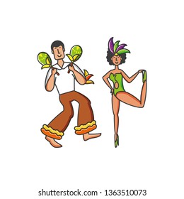 couple brazilian dance with maracas