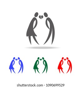 a couple with a broken heart icon. Elements of Valentine's Day in multi colored icons. Premium quality graphic design icon. Simple icon for websites, web design, mobile app on white background