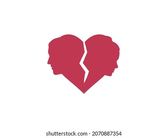 Couple broken heart icon. Vector illustration. Flat design.