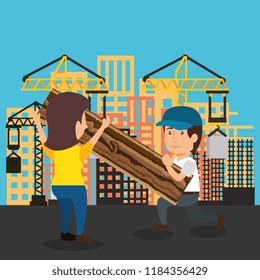 couple builders characters working