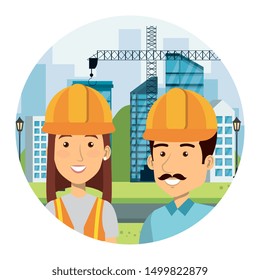 couple of builders constructors on workside characters