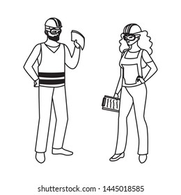 couple of builders constructors workers characters