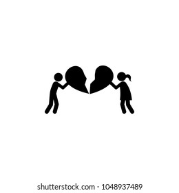 Couple is building a heart icon. Element of wedding and divorce elements illustration. Premium quality graphic design icon. Signs and symbols collection icon for websites on white background