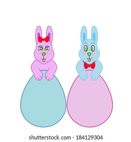 Couple of bunny with eggs for Easter Day