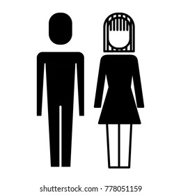 couple business man and woman standing pictogram