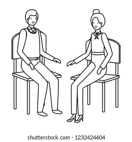 couple of business sitting in chair avatar character