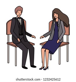 couple of business sitting in chair avatar character