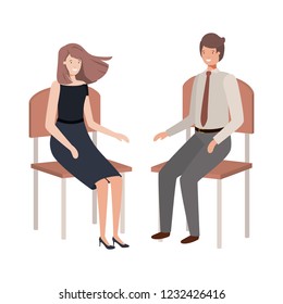couple of business sitting in chair avatar character
