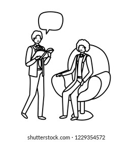 couple of business with speech bubble